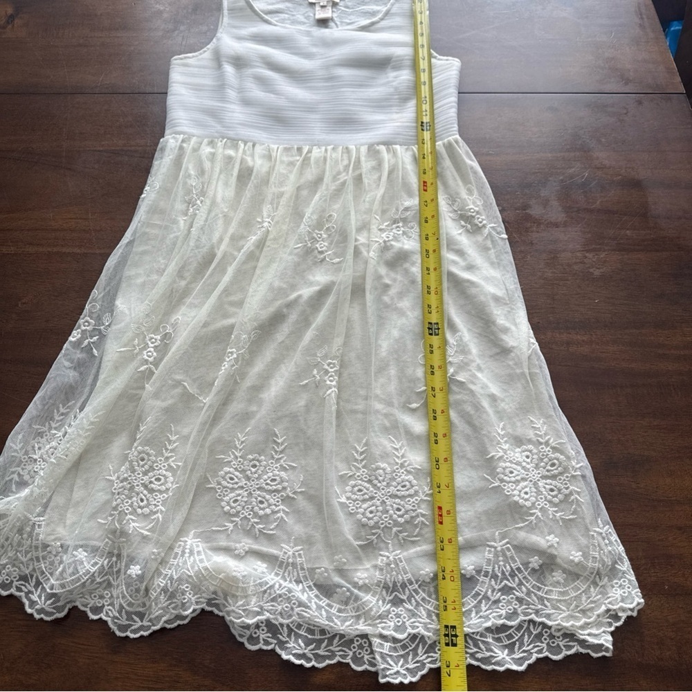 Sundance Ivory Off White Sleeveless Pleated Mesh Embroidered Lace Dress 4 - Picture 11 of 11